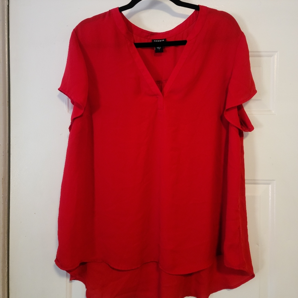 Red V neck blouse